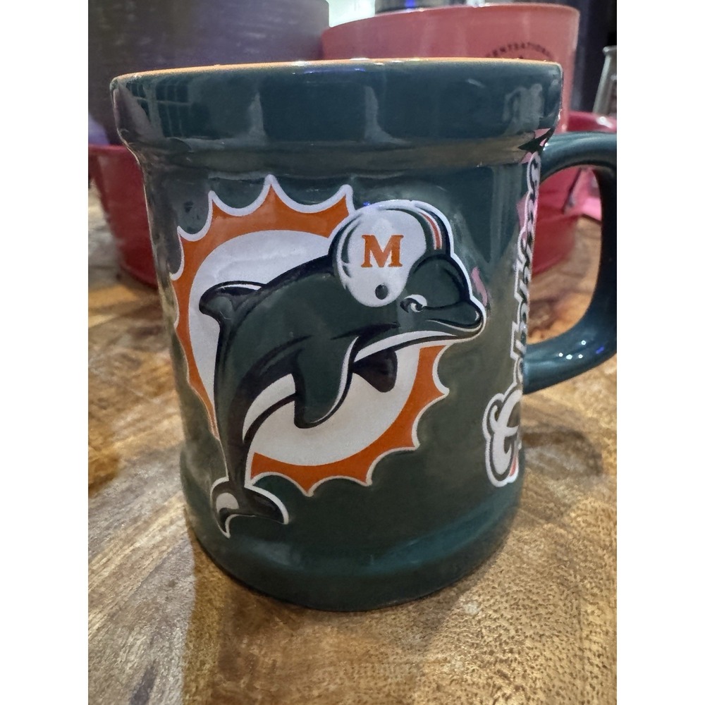 NFL Miami Dolphins 3D Sculpted Logo 8‎ oz Ceramic Coffee Mug Vintage Logo